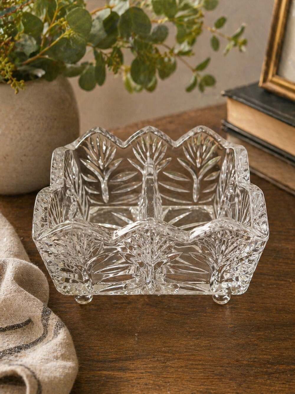 2-Section Glass Divided Condiment Dish
